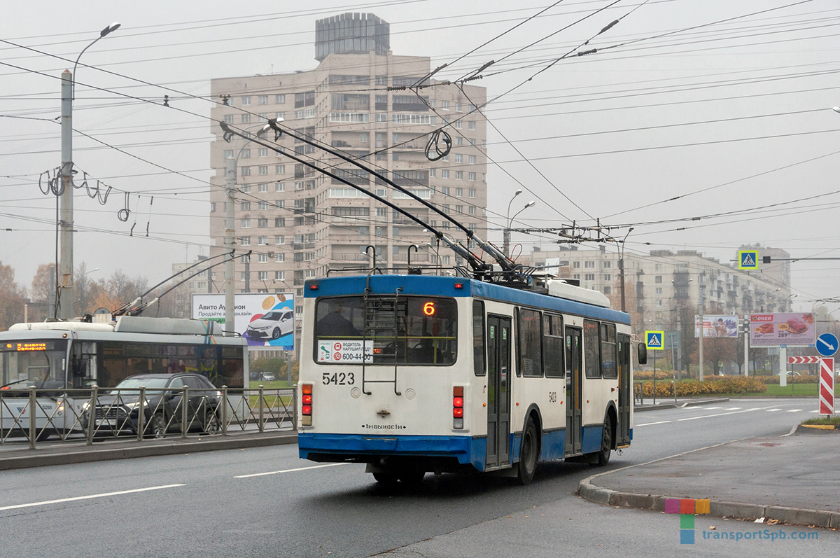 Маршрут троллейбуса 6 на карте СПб, расписание по остановкам трассы  Светлановский пр. - Ст. метро 