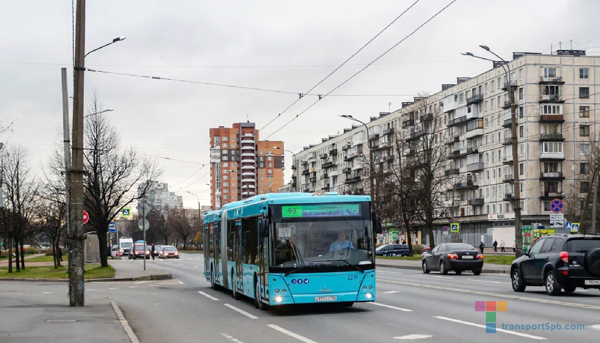 Маршрут маршрутки 93 на карте Санкт-Петербурга