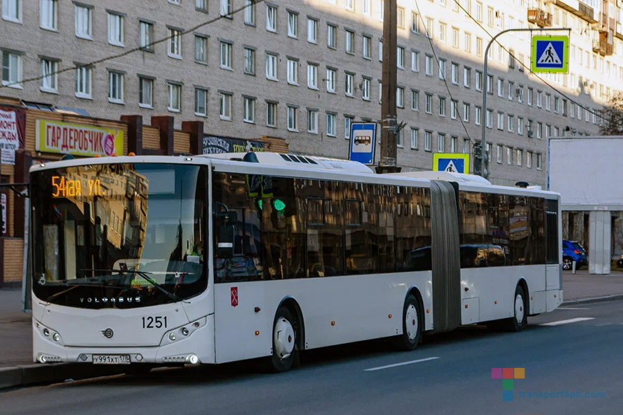 Маршрут автобуса 54 на карте Санкт-Петербурга