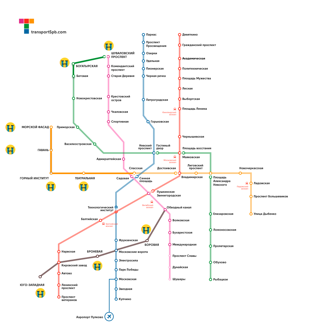 Станции метро спб схема 2024